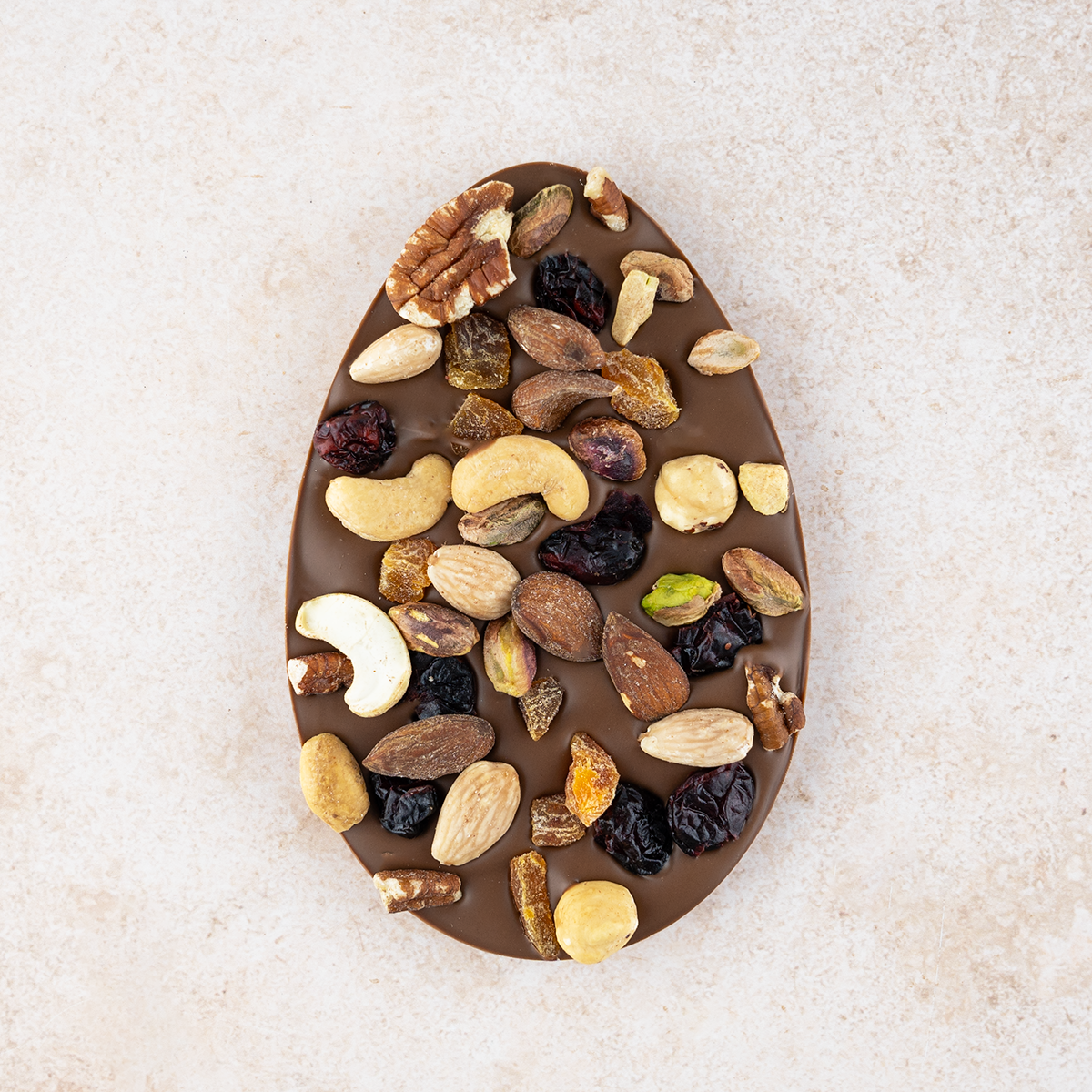 Chocolade paasei melk / noten & fruit (120 gram)