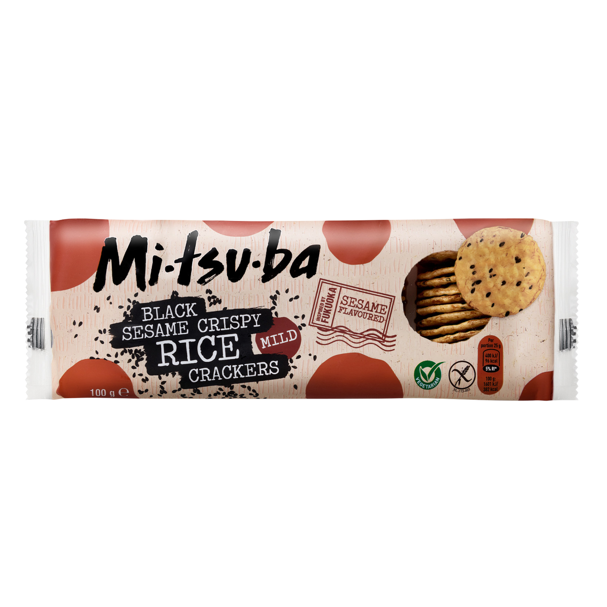 Mitsuba Black sesame crispy rice crackers (100 gram)
