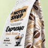 Close-up van espresso arabica dark roast koffiebonen verpakking
