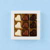 Chocolade hartjes gemengd (9 stuks) in doosje