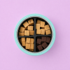 Bewaarblik fudge met deksel erop