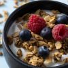 Keto granola pindakaas (bio) blauwe bes en framboos