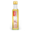 Glazen fles met zonnebloemolie met knoflooksmaak van het merk Oilio 250ml