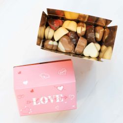 Chocolade Hartjes Praliné/Room (hartjes doos) 250 gram