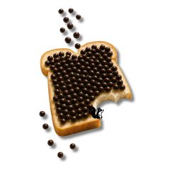 Chocobolletjes broodbeleg puur op een witte boterham