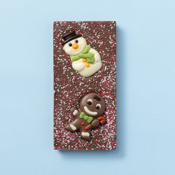 Chocolade kerstreep versie A met sneeuwpop en koekfiguur
