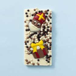 Chocolade reep sint wit voor Sinterklaas als Sinterklaascadeau/schoencadeau