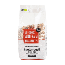 Biologische spelt muesli extra rijk van Meesters van de Halm