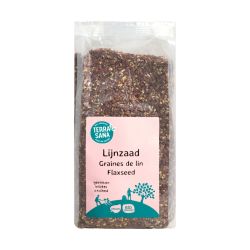 Plastic zak lijnzaad gebroken biologisch 400 gram van het merk Terrasana