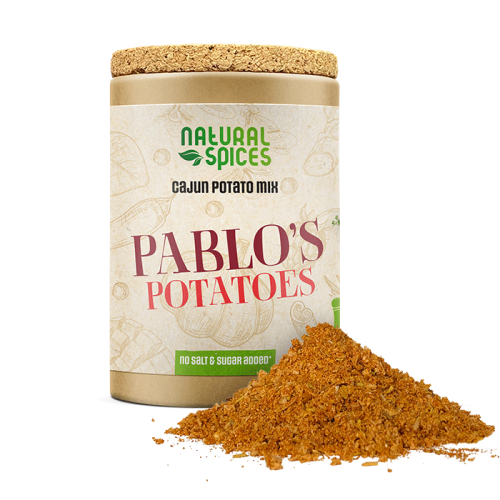 Papieren potje met Natural Spices pablo's potatoes cajun potato mix 