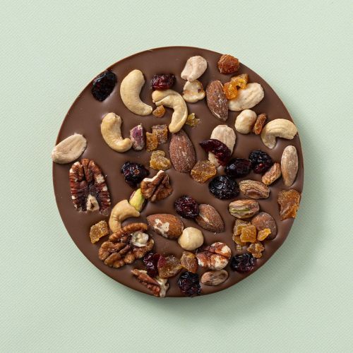 Choco rondo melk / noten & fruit bovenaanzicht Choco rondo melk / noten & fruit bovenaanzicht