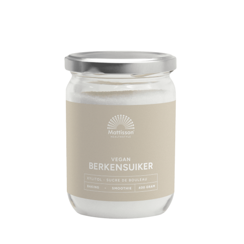 Glazen pot Xylitol of vegan berkensuiker 