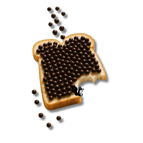 Chocobolletjes broodbeleg puur op een witte boterham