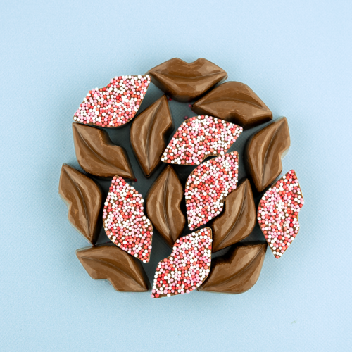 Chocolade kusjes in een cirkel gevormd