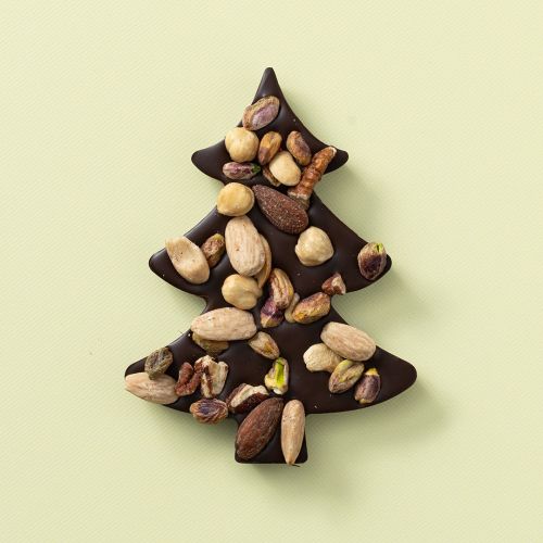 Chocolade kerstboom puur noten & fruit achteraanzicht