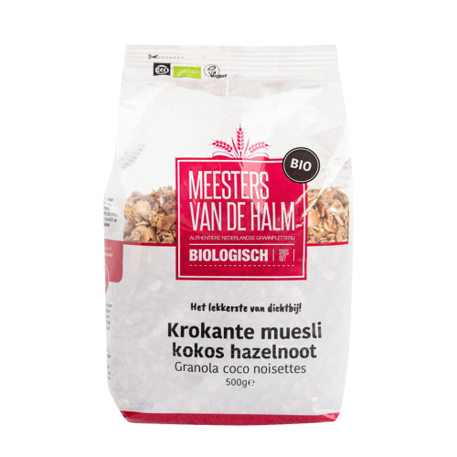 De Halm Krokante muesli kokos hazelnoot (bio) 500 gram
