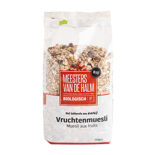 De Halm Muesli vruchten (bio) 750 gram
