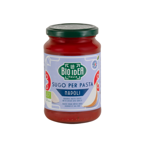 Glazen pot met Pastasaus Napoli Sugo per pasta van La Bio Idea Italia