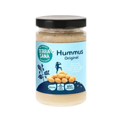 Glazen potje hummus original biologisch 190 gram van het merk Terrasana