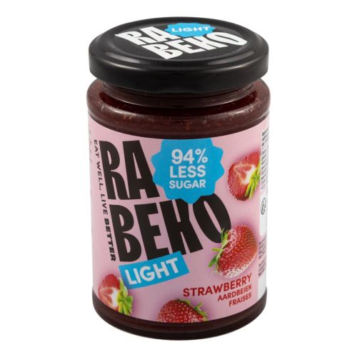 Rabeko aardbeien jam light 230 gram glazen potje