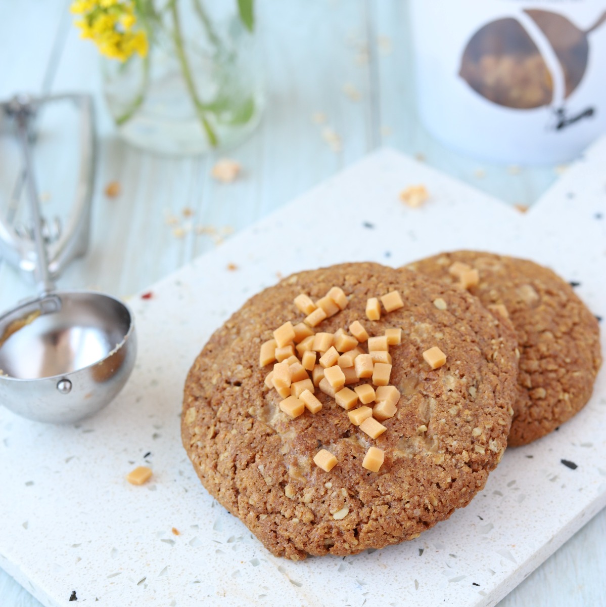 Koekjesdeeg voor haverkoeken met karamel zeezout