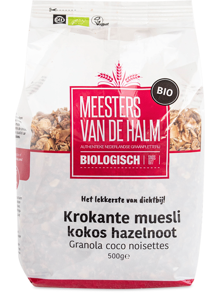 De Halm Krokante Muesli Kokos Hazelnoot (500 gram)