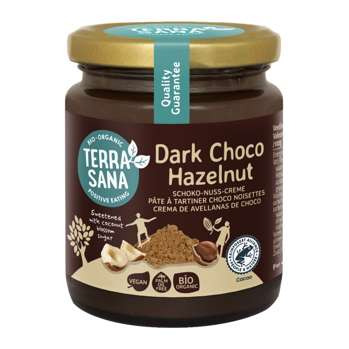 Terrasana Choco Hazelnootpasta Dark (250 gram)