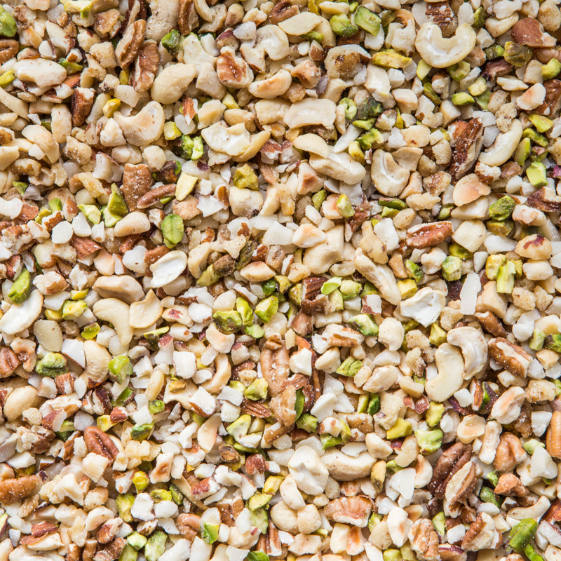 Grof gemalen notenmix (stukjes) 5,5 kg emmer