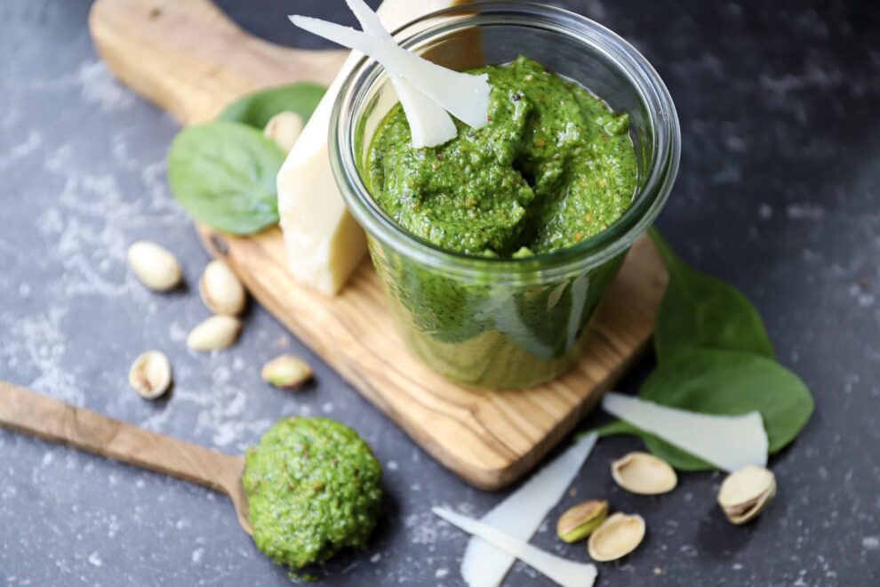 Pistache pesto met spinazie