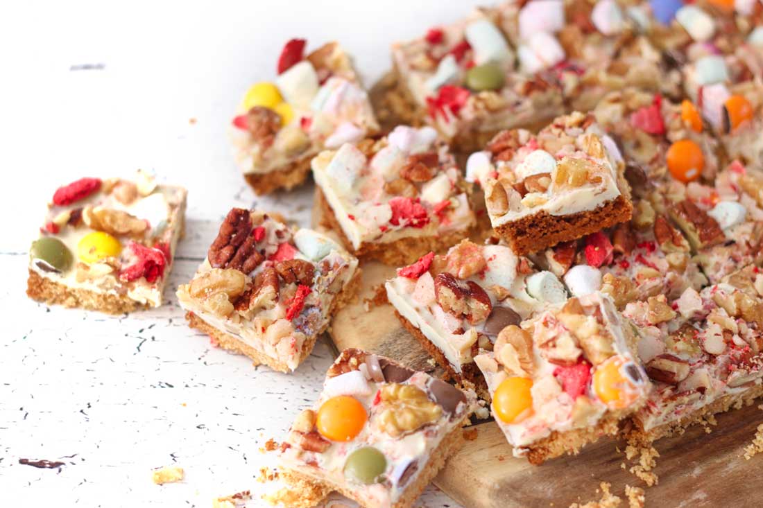 Witte choco rocky road koekjes