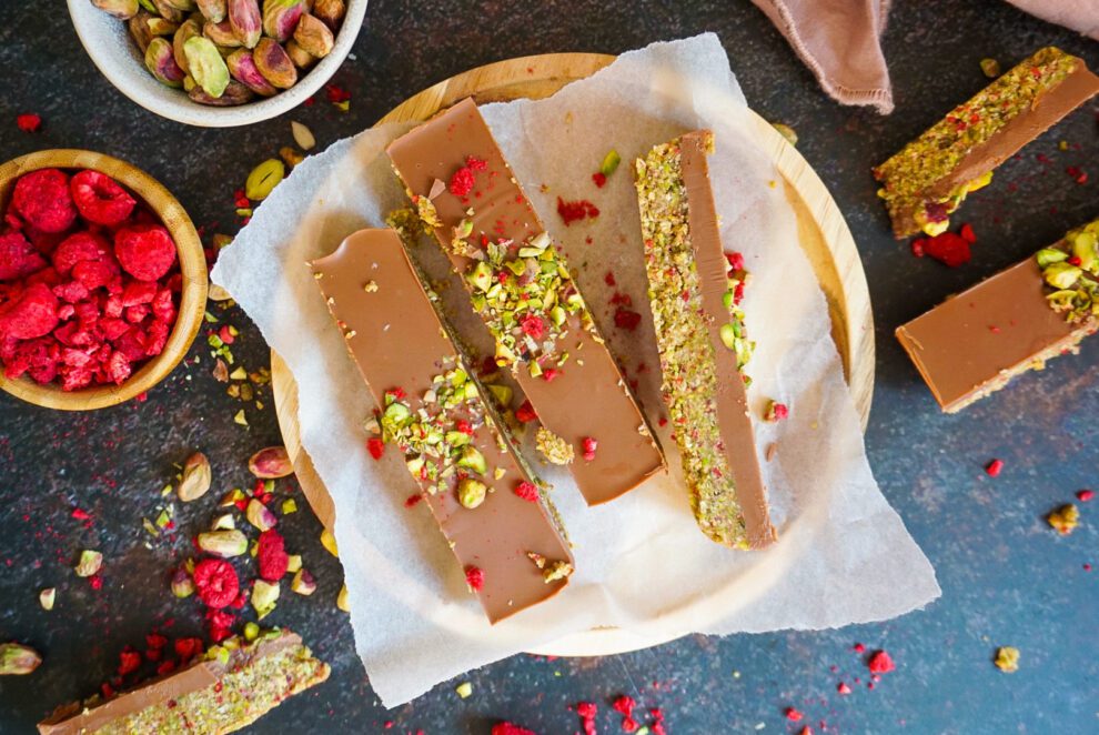 No bake pistache frambozen bars