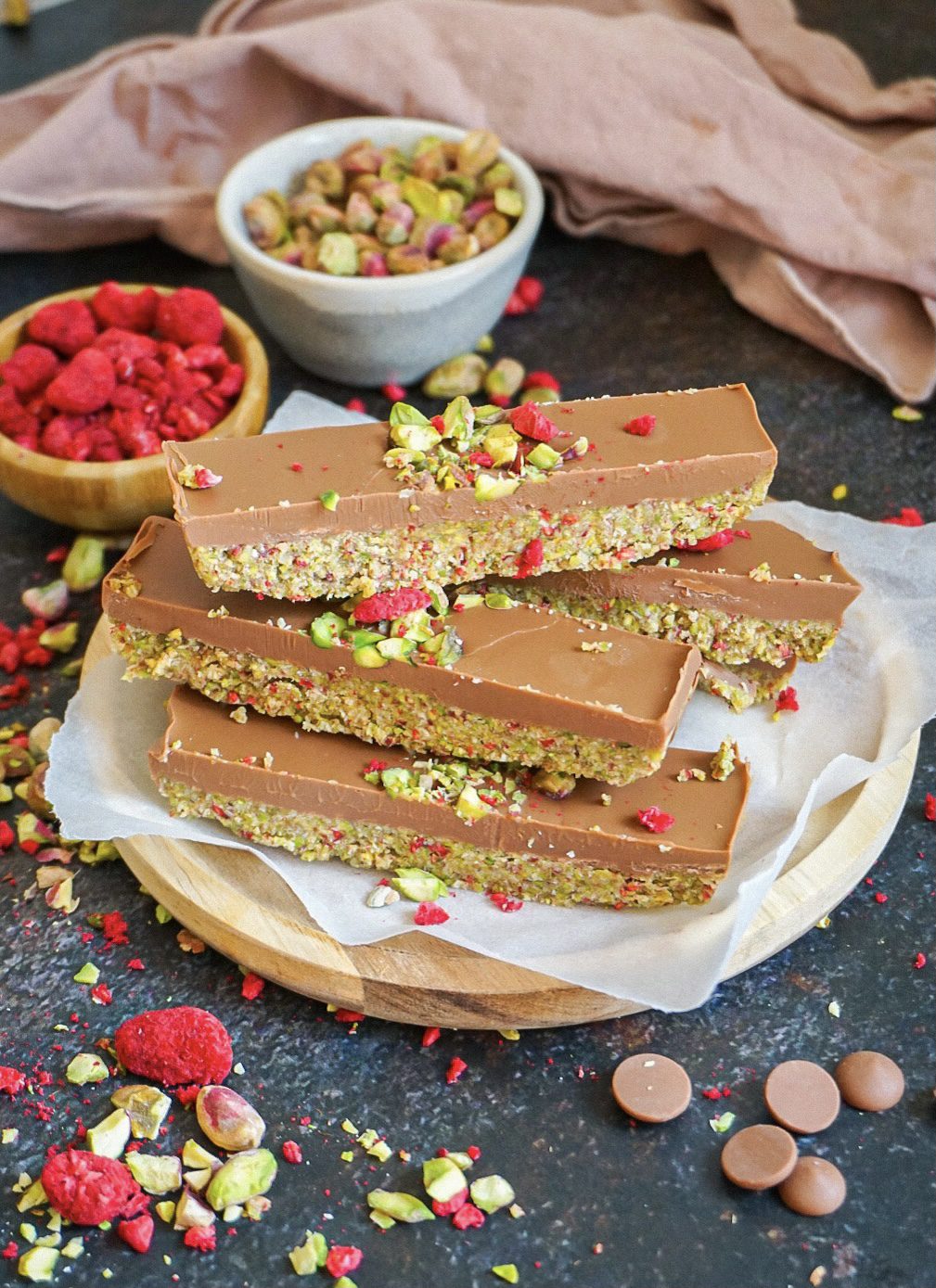 No bake pistache frambozen bars