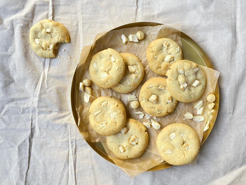 Witte chocolade macadamia koeken