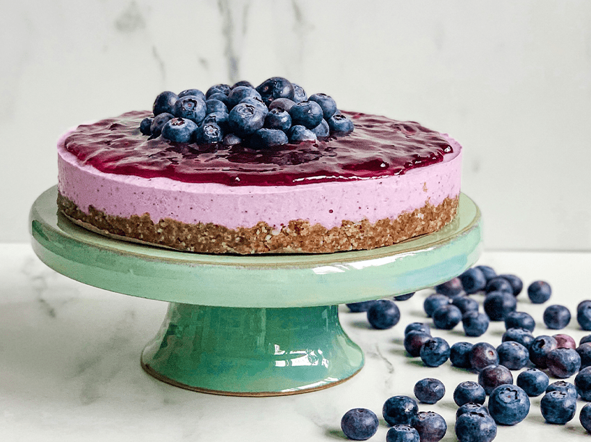 Vegan Citroen-Blauwe Bessen Cheesecake