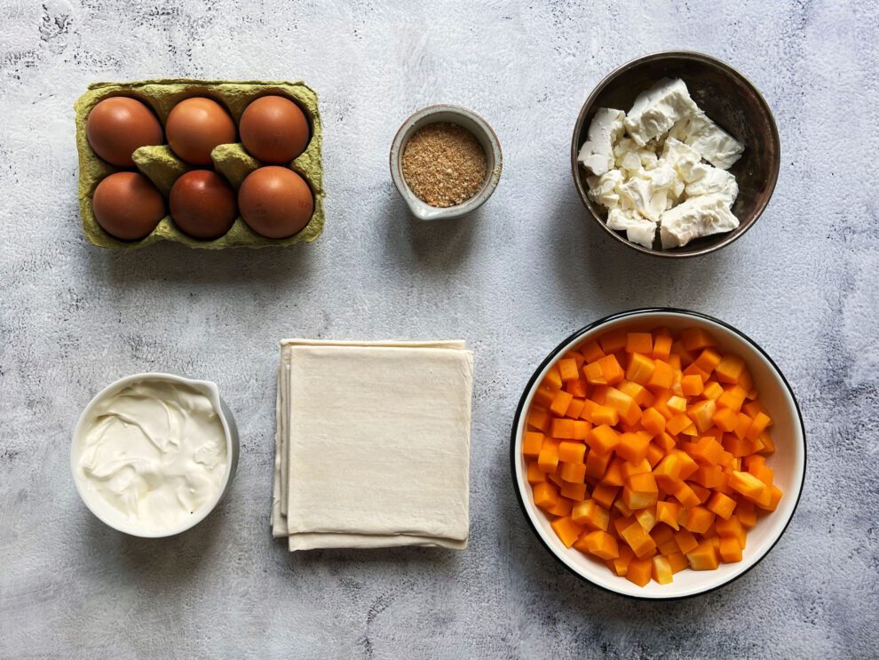 Alle ingrediënten voor de quiche