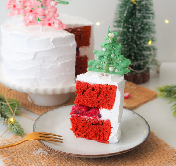 Mini red velvet kersttaart