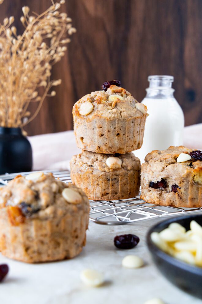 Bananenbrood muffins met cranberry's en witte chocolade