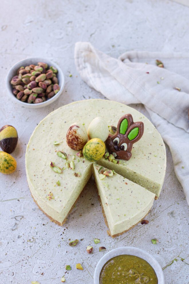 pistache witte chocolade cheesecake