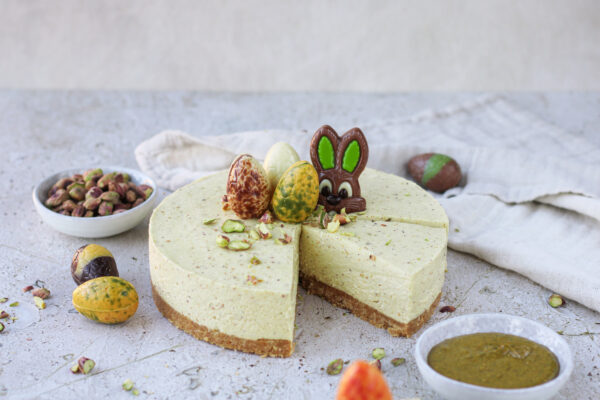 Pistache witte chocolade cheesecake