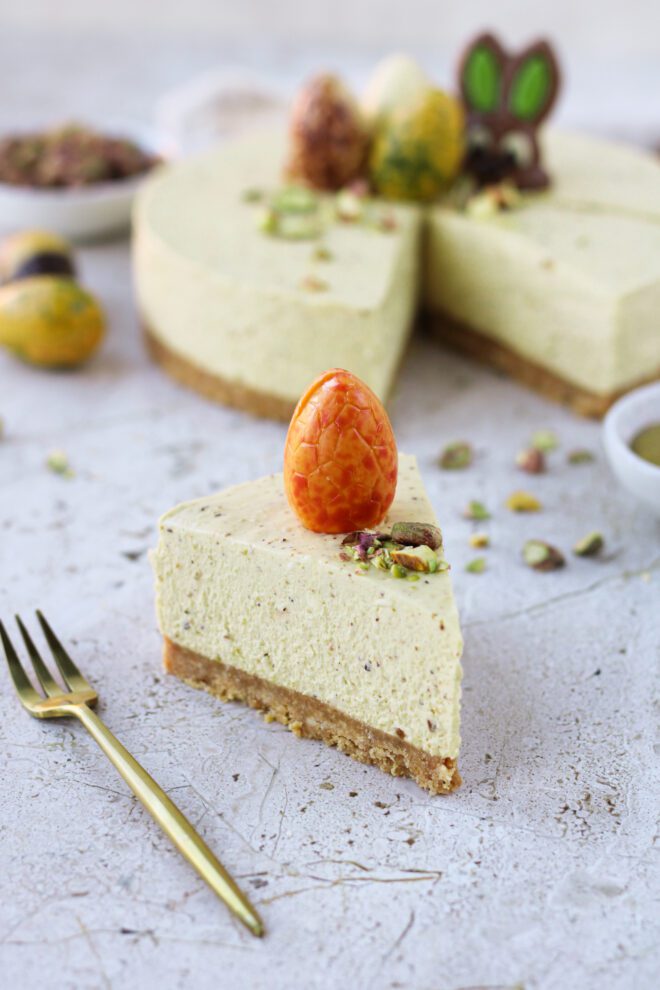 pistache witte chocolade cheesecake