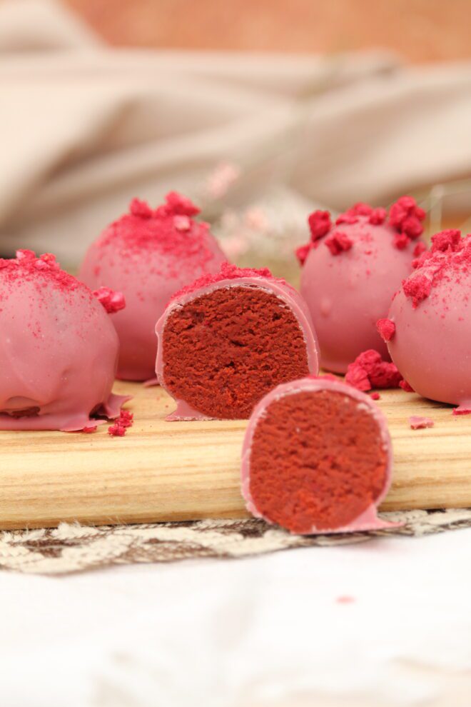 Red velvet ruby cake pop