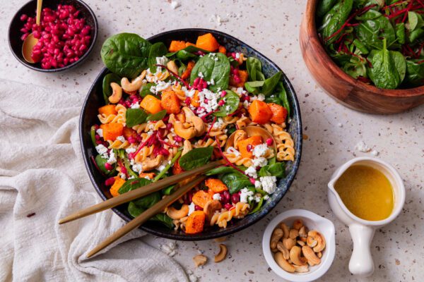 Pasta salade met pompoen