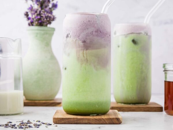 Lavender matcha latte