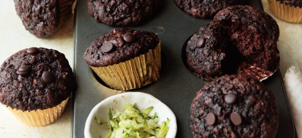 Chocolade courgette muffins