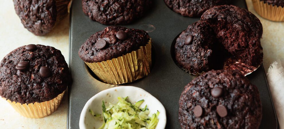 Chocolade courgette muffins