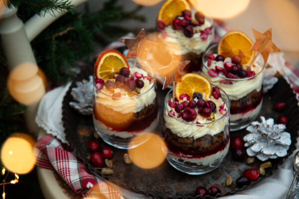 Cranberry kerst trifle met witte chocolade Cranberry kerst trifle met witte chocolade